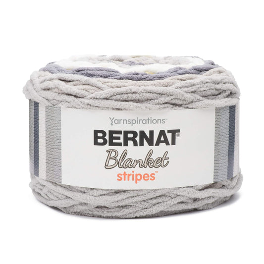 Spinrite Yarns (CA) Bernat Blanket Stripes Yarn, 10.5 oz, Gauge 6 Super Bulky Chunky, Gray Matters
