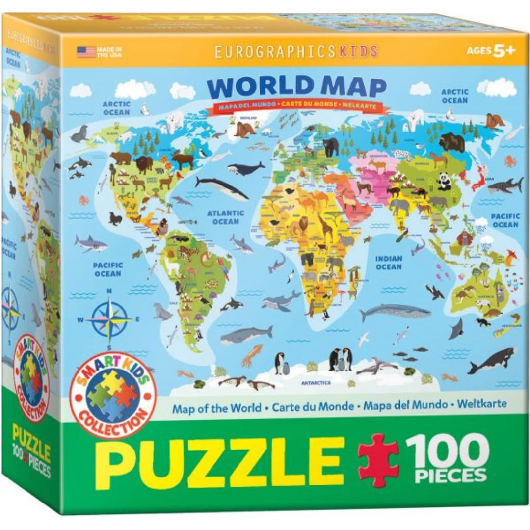 EuroGraphics Illustrated Map of The World 100-Piece Puzzle