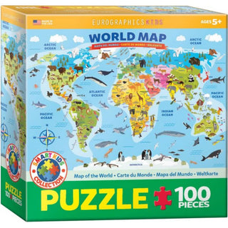 EuroGraphics Illustrated Map of The World 100-Piece Puzzle
