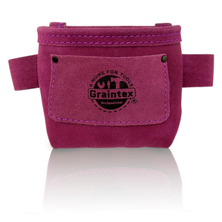 GRAINTEX SS2282 Nail Pouch with Clip Purple Color Suede Leather for Constructors, Electricians, Plumbers, Handymen