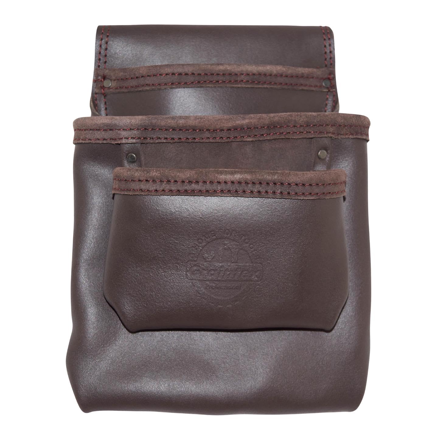 Graintex OS2257 3 Pocket Oil Tanned Nail & Tool Pouch Dark Brown Color for Constructor/Electrician/Plumber