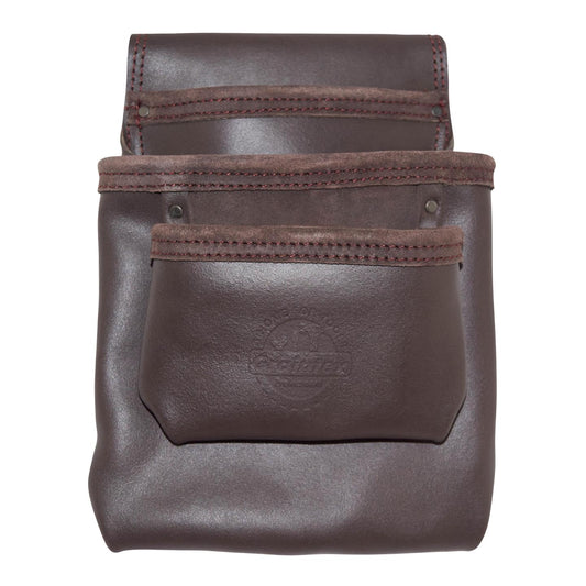Graintex OS2257 3 Pocket Oil Tanned Nail & Tool Pouch Dark Brown Color for Constructor/Electrician/Plumber