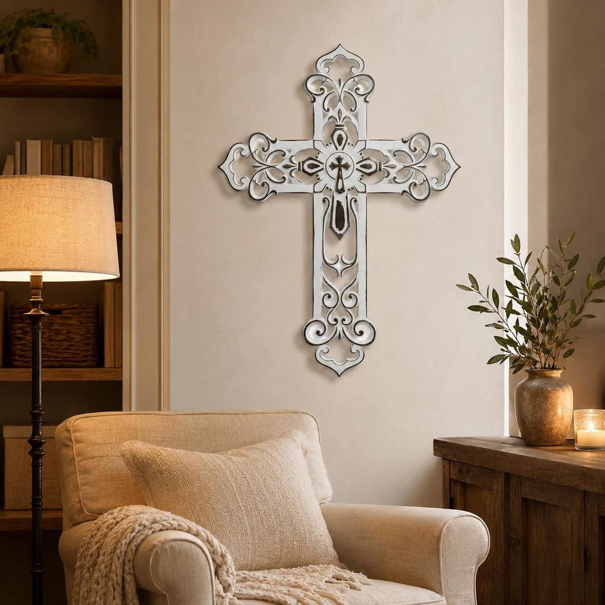 Comfy Hour Wall Art, 2"L x 10.2"W, Antique White