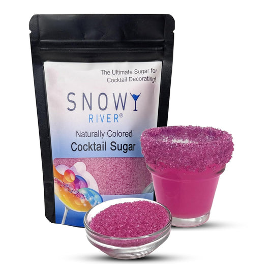 Ultimate Baker Snowy River Pink Cocktail Sugar - Kosher Certified Naturally Colored Pink Cocktail Rimmer (4oz, Medium Crystal)