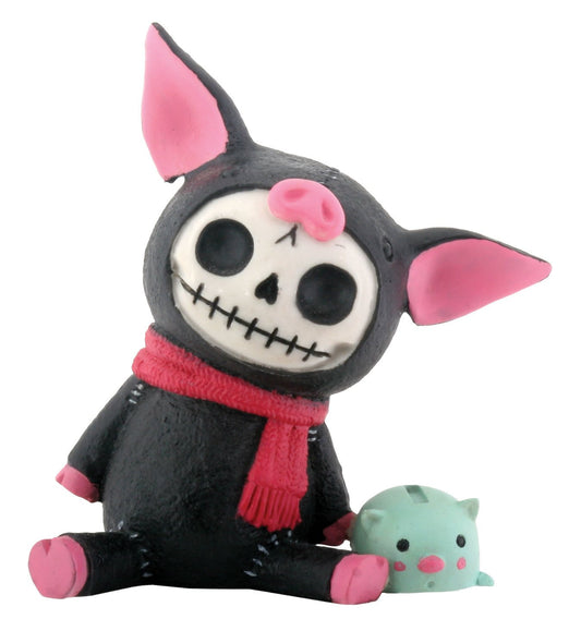 Pacific Trading SUMMIT COLLECTION Furrybones Black Bacon Signature Skeleton in Piglet Costume with Piggy Bank
