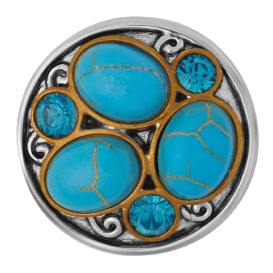 TGB Brands Ginger Snaps Treasured Turquoise Charm Accessory | Interchangeable & Adjustable Snap Jewelry Collection | Button Charms for Necklaces Bracelets | Standard Size | SN29-42 | Valentine's Day Gift