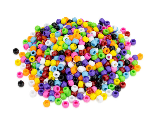 Hygloss Products Bucket O'Beads Class Economy 1000 barrel pony, 6x9 mm, 1,000 Pcs, Multi