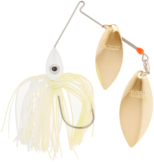 Nichols Lures 670-38 Pulsator 600 Series Spinnerbait, White & Chartreuse, 3/8oz, White & Chartreuse