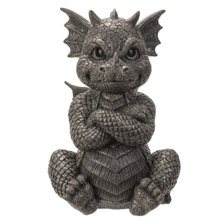 Pacific Trading Giftware Garden Dragon Angry Outdoor Statue, 10.25-inch Height, Outdoor Decoration