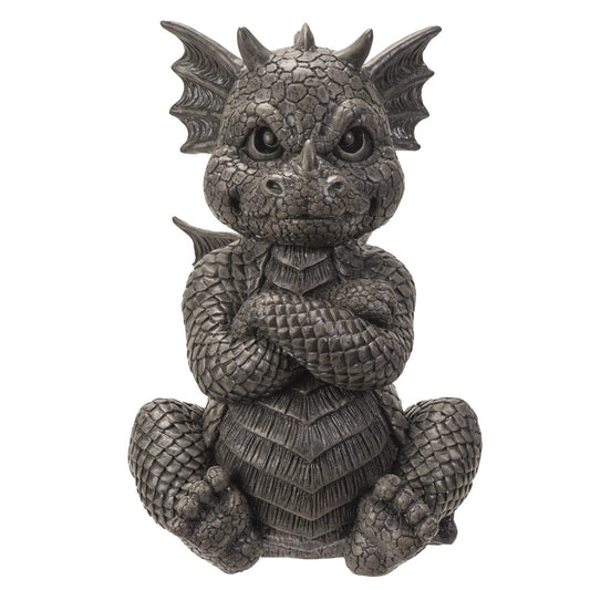 Pacific Trading Giftware Garden Dragon Angry Outdoor Statue, 10.25-inch Height, Outdoor Decoration