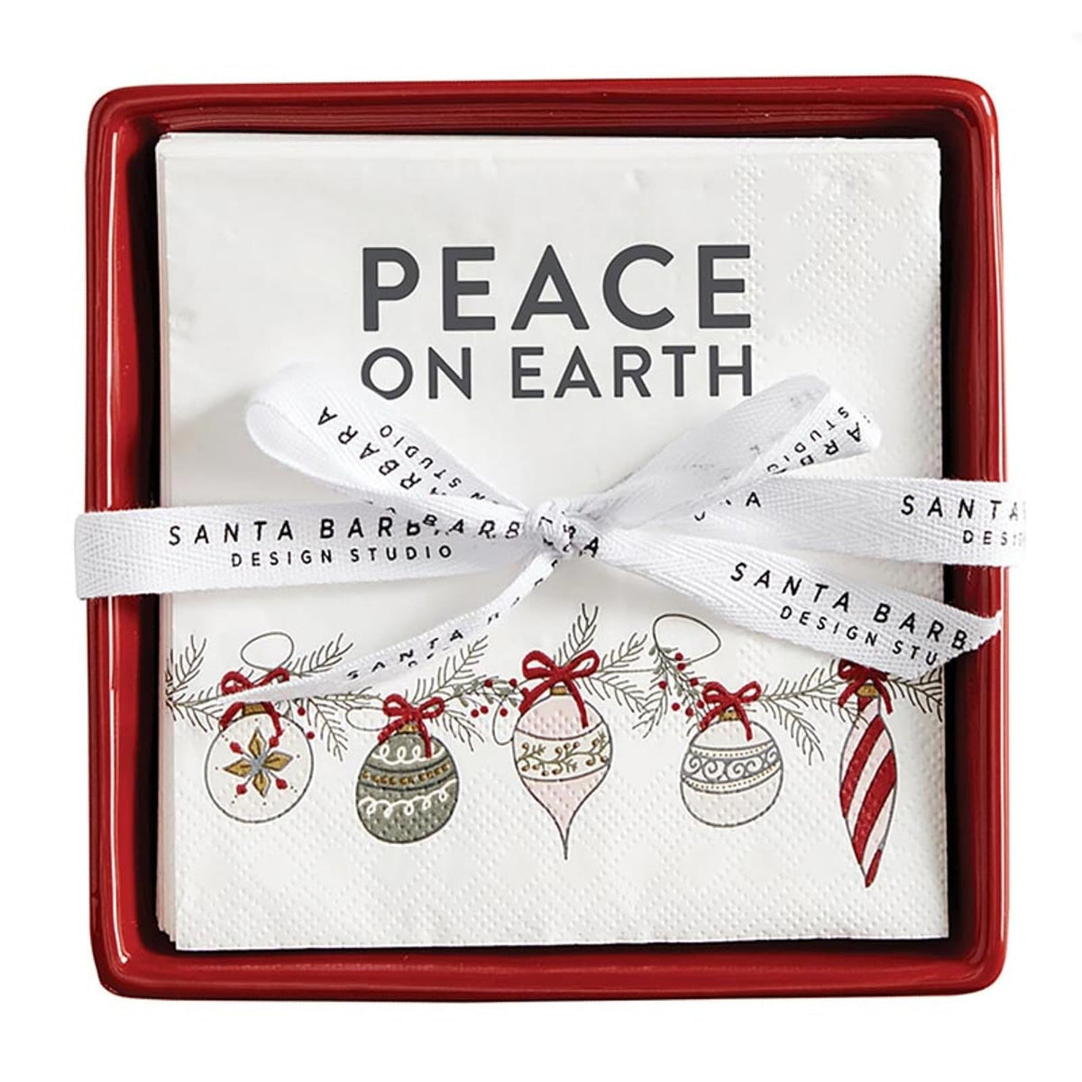 Santa Barbara Design Studio Napkin Holder, 5.75" Square, Peace On Earth