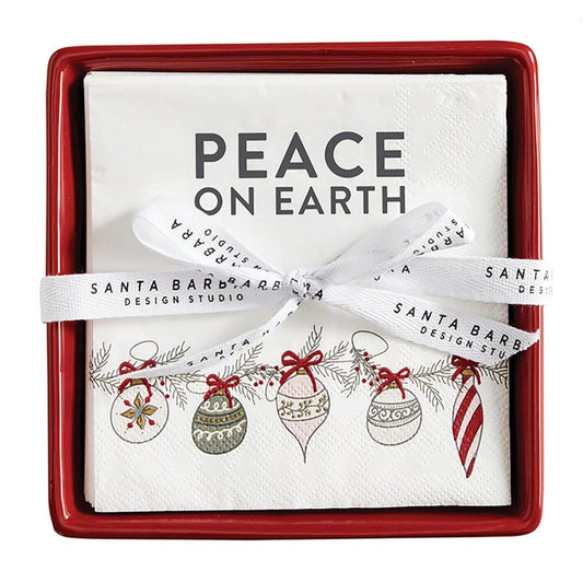 Santa Barbara Design Studio Napkin Holder, 5.75" Square, Peace On Earth