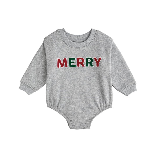 Mud Pie Sweatshirt, Grey, Kids Christmas Merry Sweatshirt Bubble