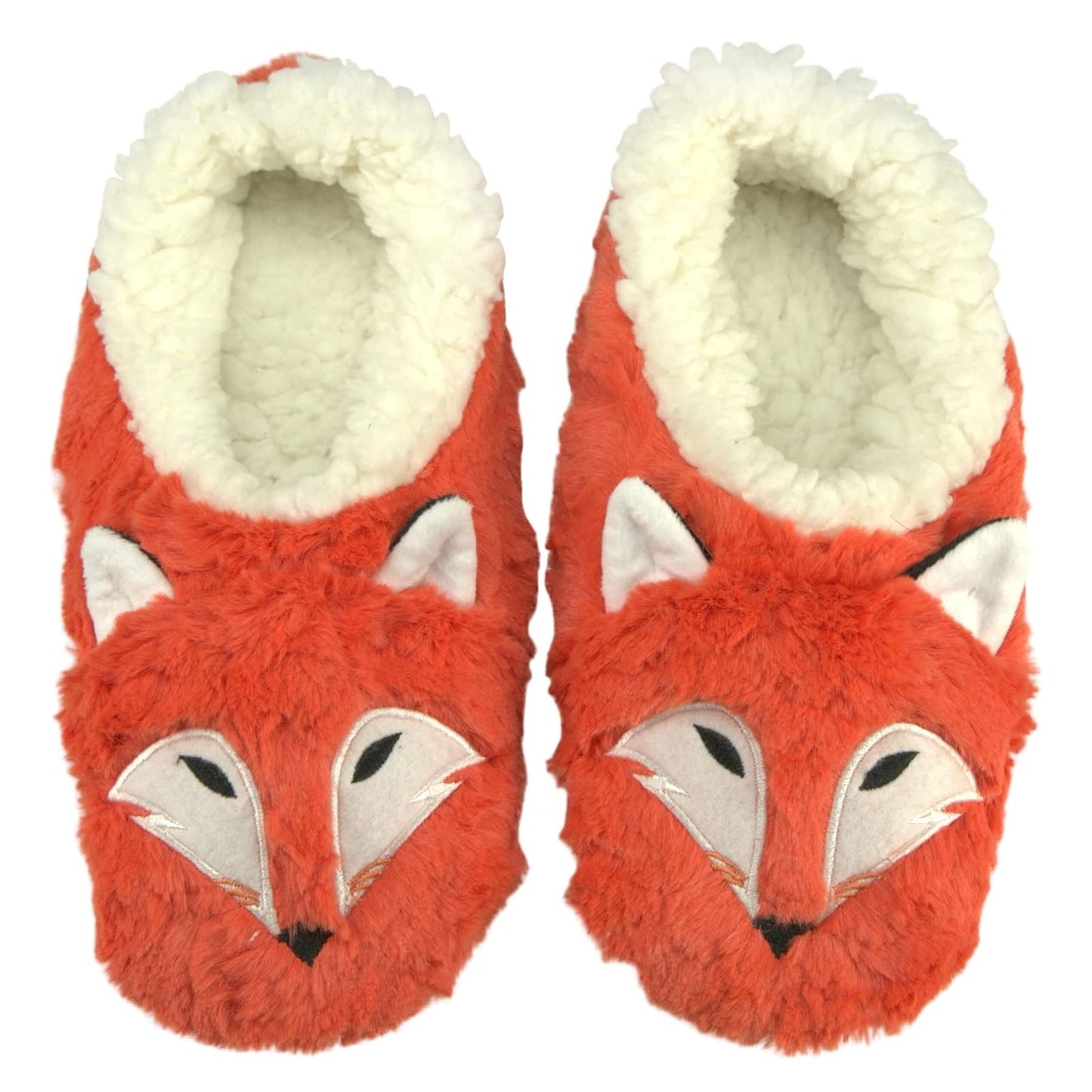 Oooh Yeah Socks Oooh Geez Fluffy Animal Slipper Foxy Fox All Amazingly Soft Sherpa Non-Skid Sole Size Small Orange