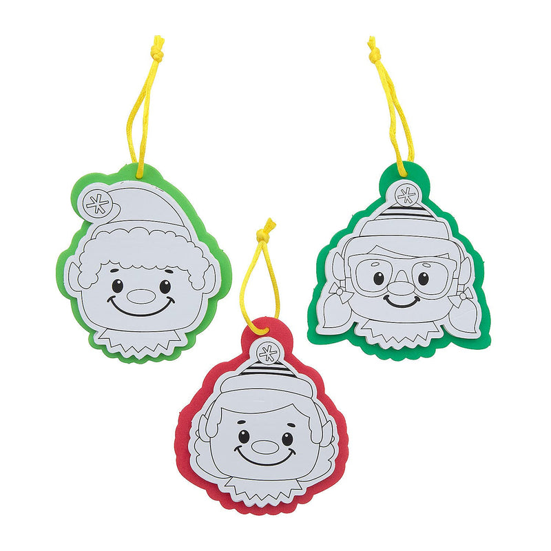 Fun Express Color Your Own Christmas Elf Ornament Craft Kit - Craft Kits - 12 Pieces
