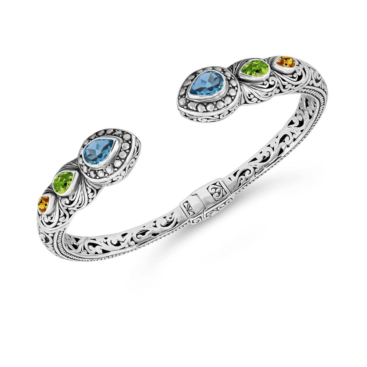 DEVATA Bracelet, Large, Silver 925/Swiss Blue Topaz, Peridot & Citrine DHK3226