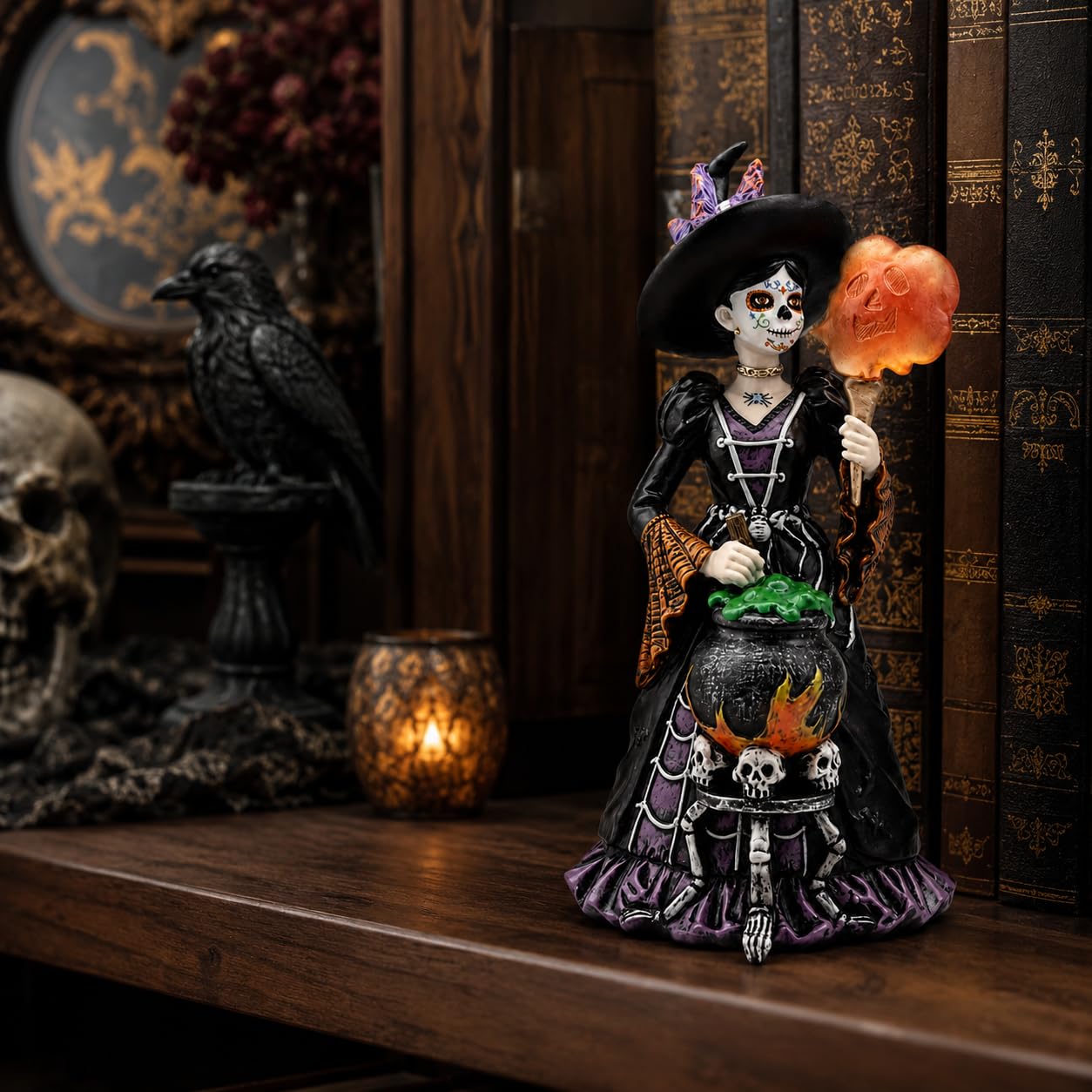 Comfy Hour 8.3 Inch Day of the Dead Witch Figurine, Catrina Decor