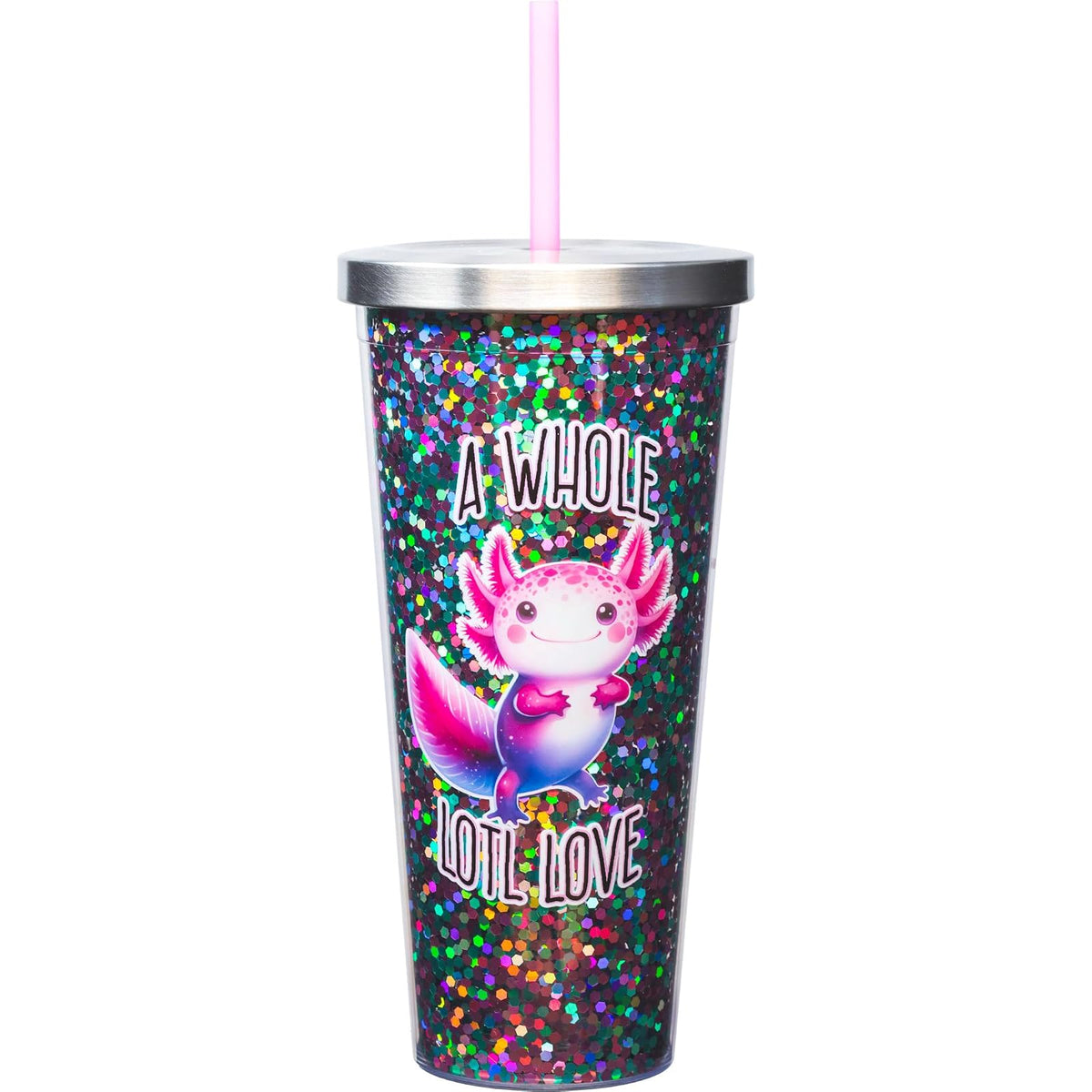 Spoontiques Drinking Cup, 20 Ounces, Axolotl Glitter Cup