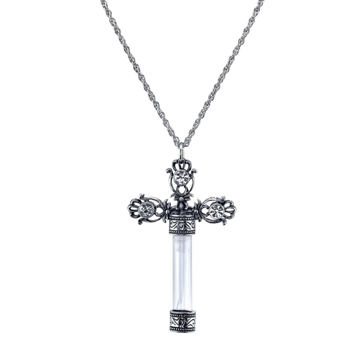 1928 Jewelry Company Necklace, Vial Capacity: 0.617 Ml, Chain Measures 30", Crys