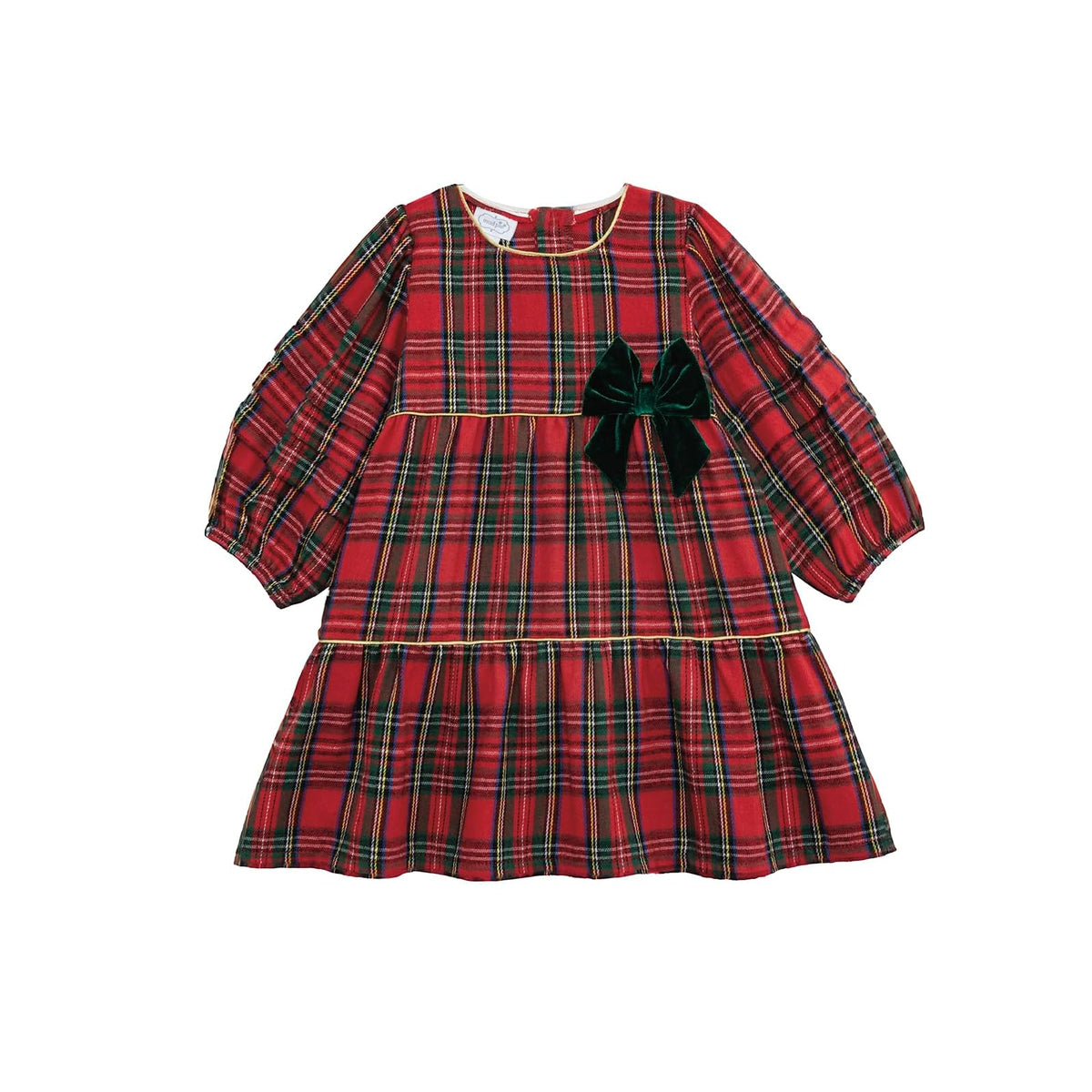 Mud Pie Dress, Red, Kids Christmas Tartan Tier Dress
