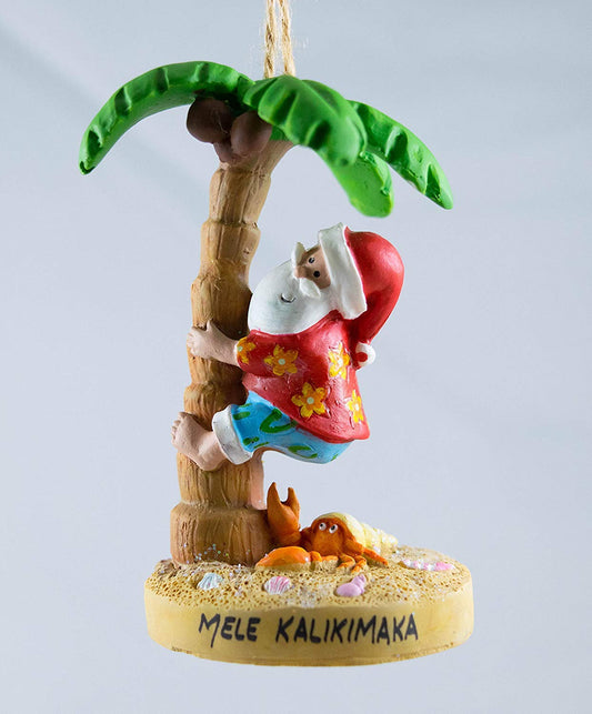 Cape Shore ChriBeachy Santa Climbing Coconut Palm Tree Christmas Holiday Ornament