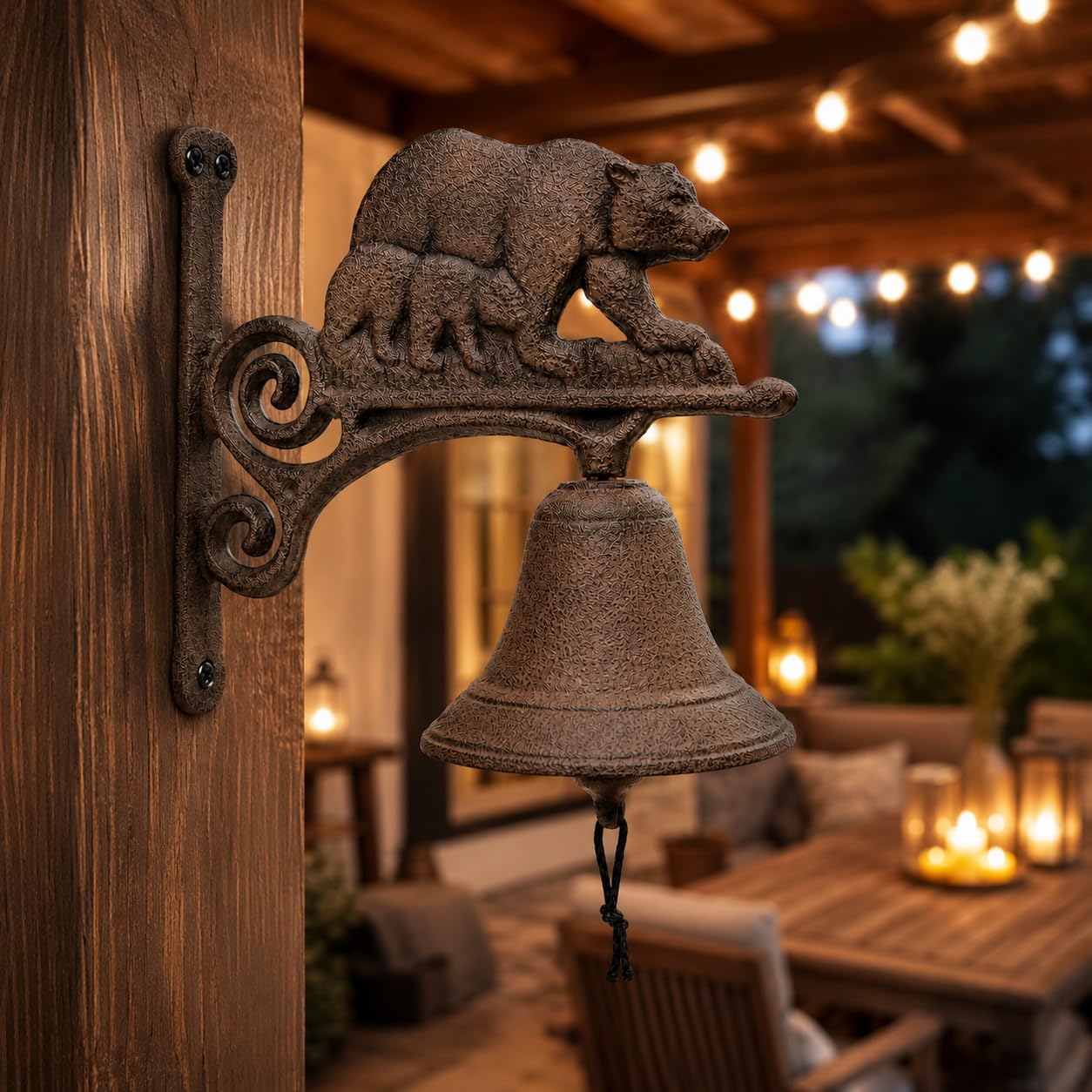 Comfy Hour 7.8 Inch Dinner Bell Outdoor, Bear Dinner Bell