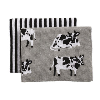 Mud Pie Blue Cow Farm Knit Towel