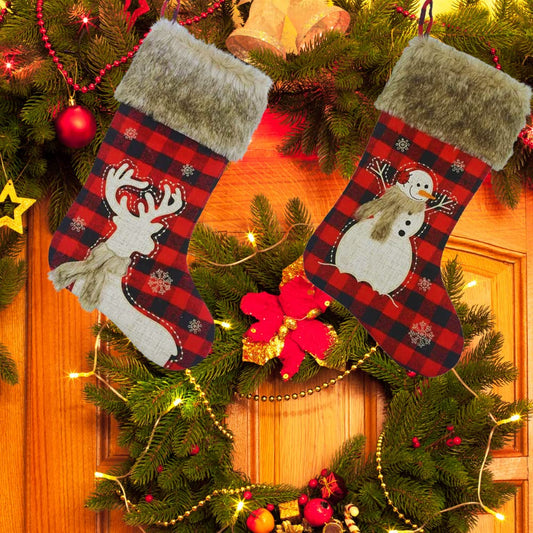 Comfy Hour 20 Inch Christmas Stockings, Snowman Reindeer, Set of 2
