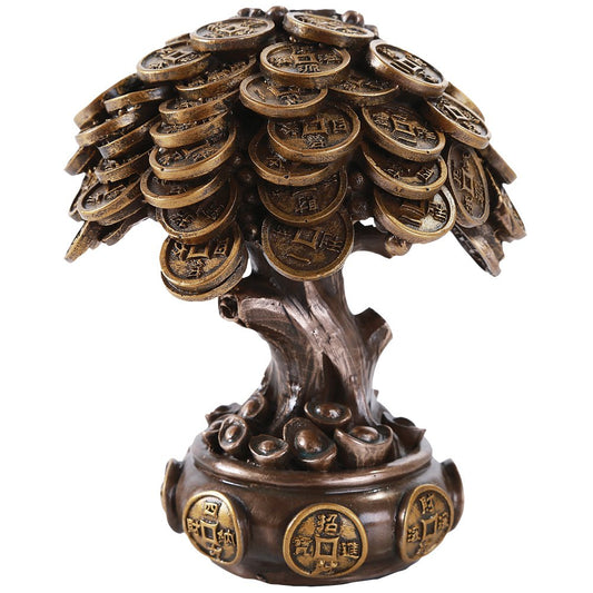 Pacific Trading Giftware Feng Shui Bronze Golden Money Coin Prosperity Tree Home Decoration Gift (Bronze)