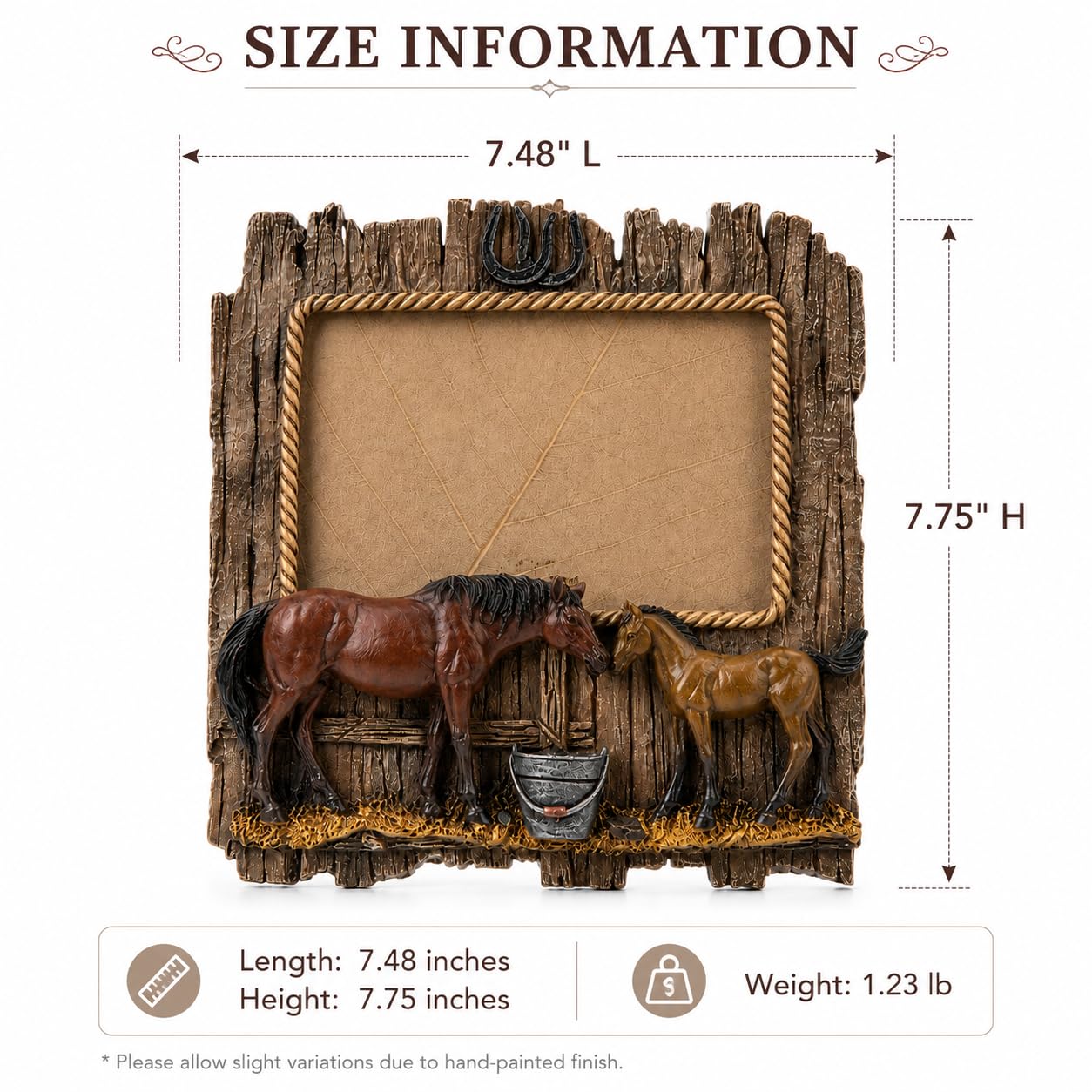 Comfy Hour 7.75 Inch Horse Picture Frame, Rustic Western Decor