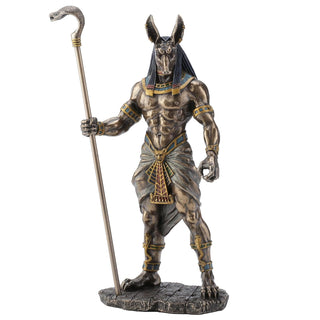 Unicorn Studio Veronese Design Anubis Holding Cobra Head Scepter Statue