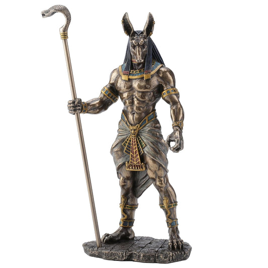 Unicorn Studio Veronese Design Anubis Holding Cobra Head Scepter Statue