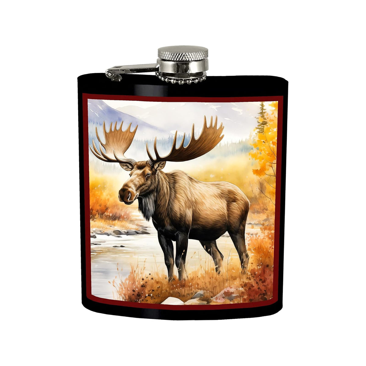 Spoontiques Hip Flask, 7 oz, Moose