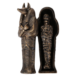 Pacific Trading Giftware Ancient Egyptian Artifact Collectible God of Underworld Anubis Sarcophagus Coffin w/Mummy Insert Figurine 5.5 Inch L