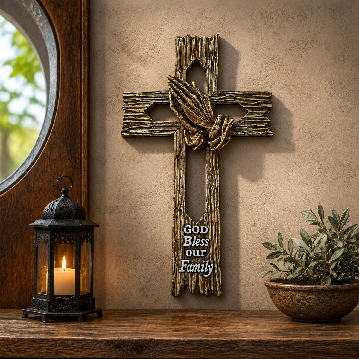 Comfy Hour Wall Art, 7.5"L x 1.1"W, Faux Wood Tone with Antique Bronze-Tone Deta