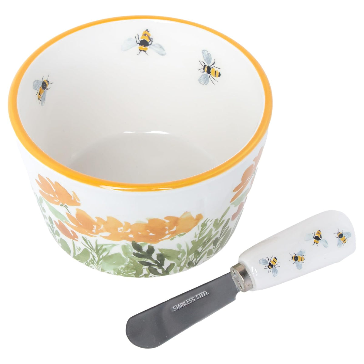 Boston International Dishware Bowl, 14 Ounces, Bee Field