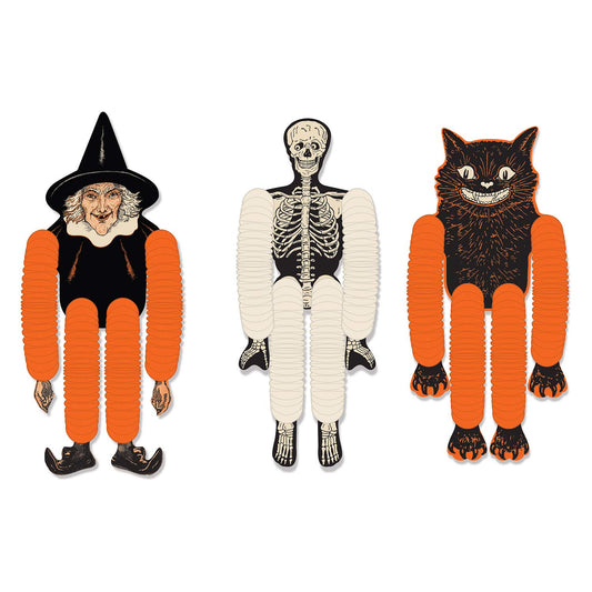 Beistle Vintage Halloween Tissue Dancers 3 Piece, 14", Multicolored