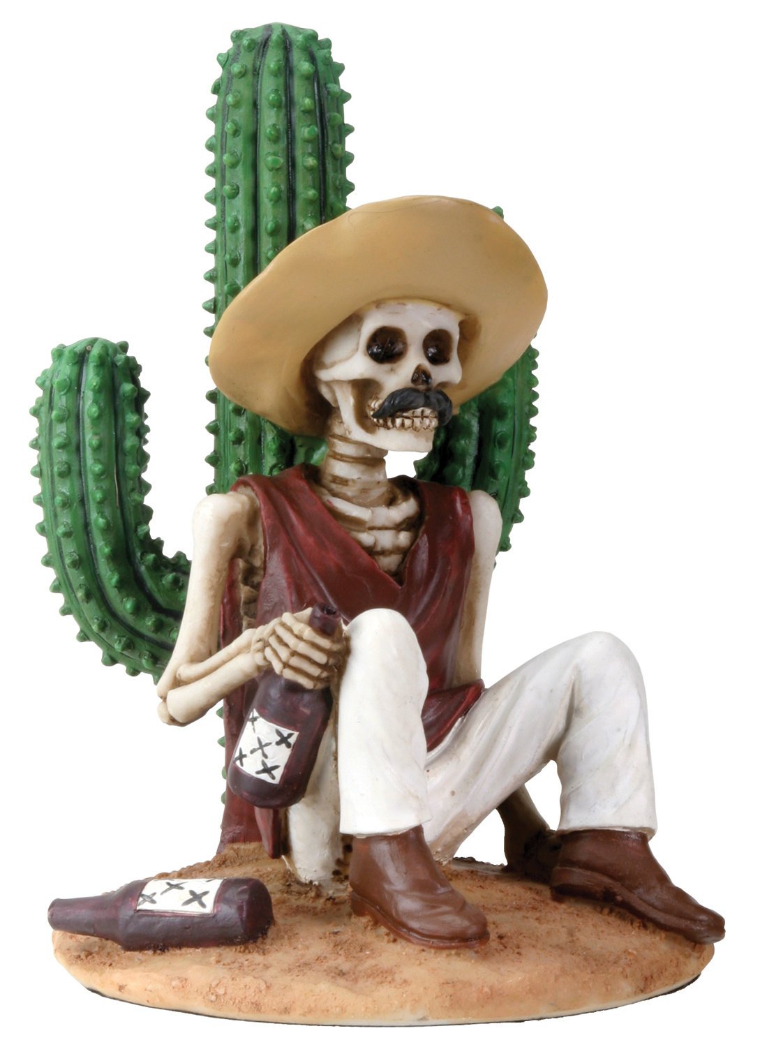 Pacific Trading YTC 3.5 Inch Day of The Dead Boracho Sitting by A Cactus Figurine