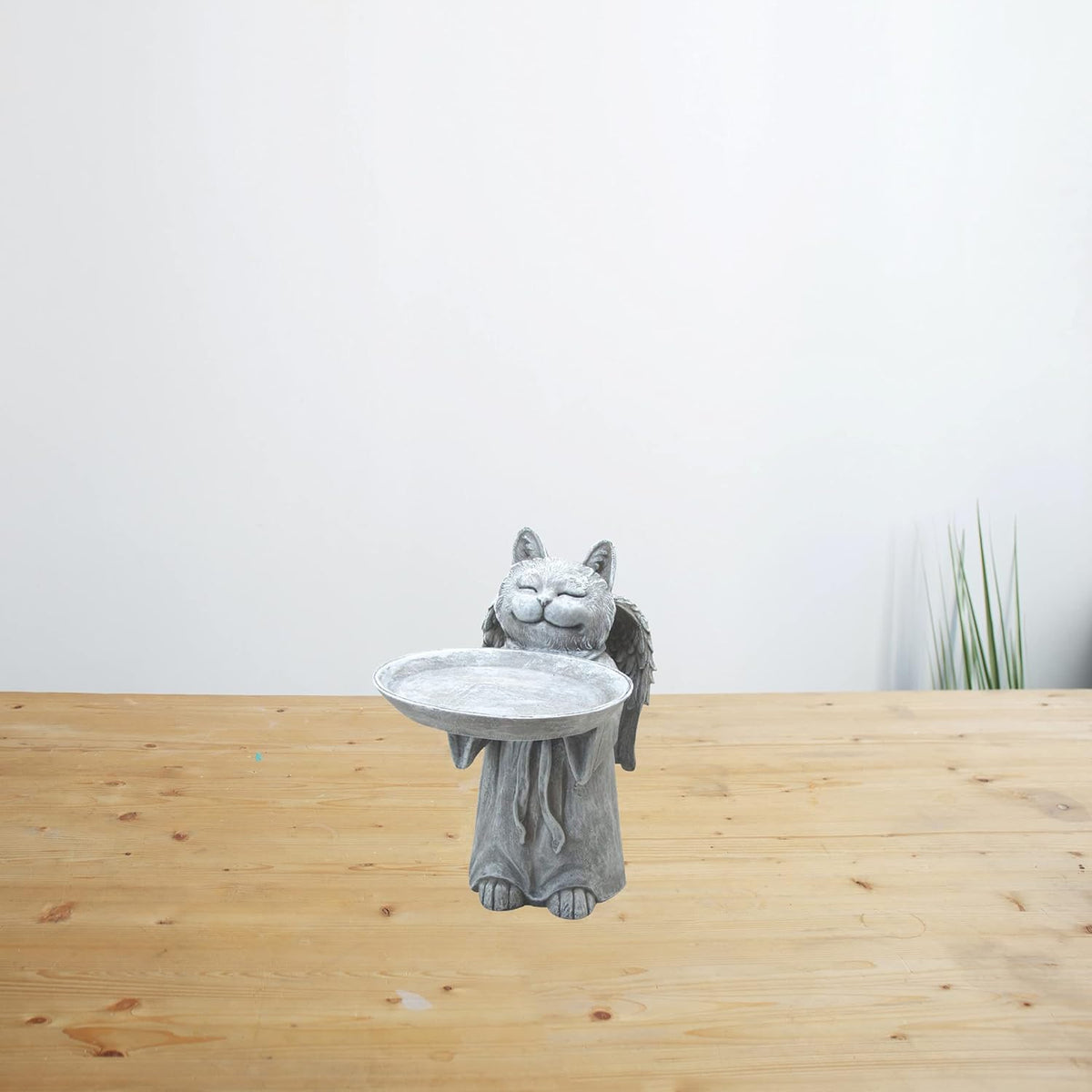 Comfy Hour Pet In Loving Memory Collection Resin Memorial Cat Angel Birdfeeder Pet Statue, Handmade, Faithful Memory of Cat's Bereavement