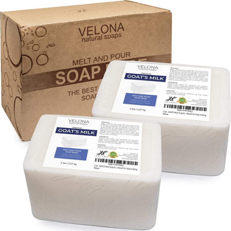 velona 10 LB - Goats Milk Soap Base by Velona | SLS/SLES Free | Melt and Pour | Natural Bars for The Best Result for Soap-Making