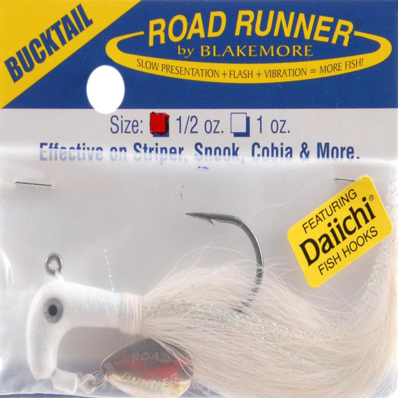 Road Runner Buck Tail Fishing Equipment, 1/2 oz, White