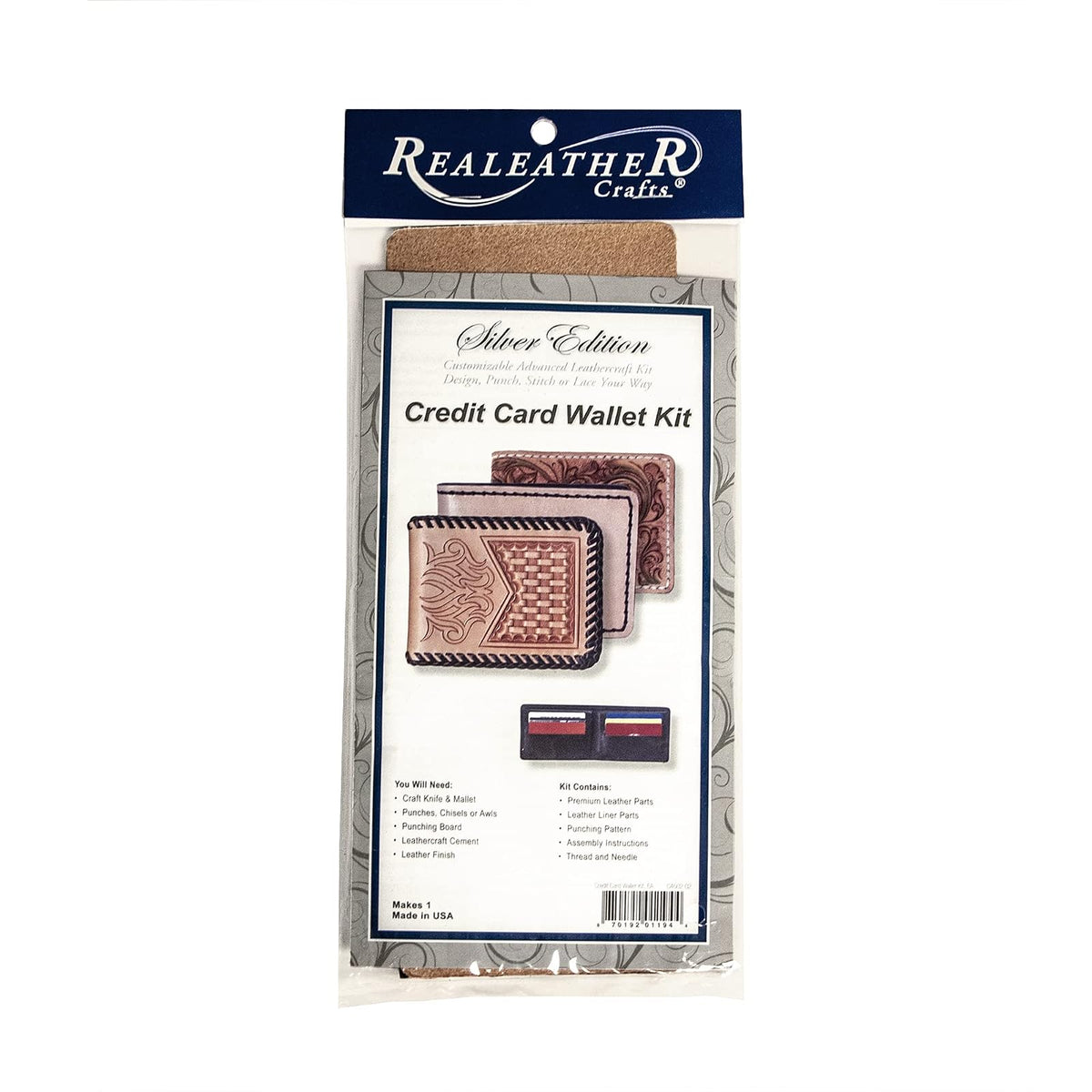 Realeather Art Craft Kit, 3-4oz, Silver