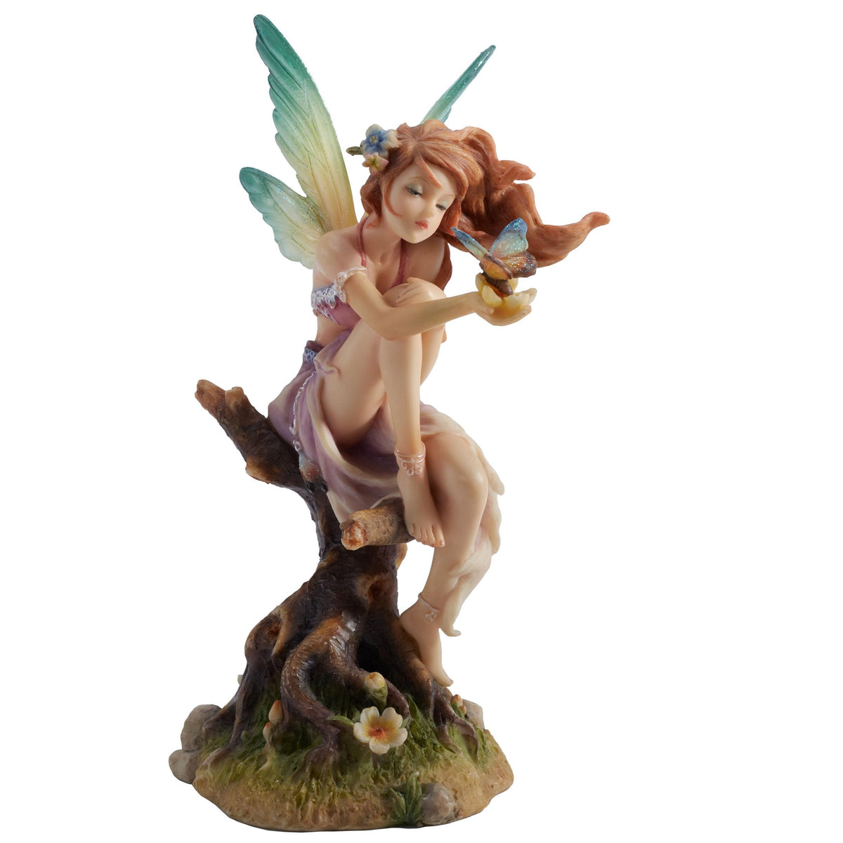 Veronese Design 8 1/8 Inch Kiss of The Butterfly Fairy Resin Sculpture Hand Painted Figurine