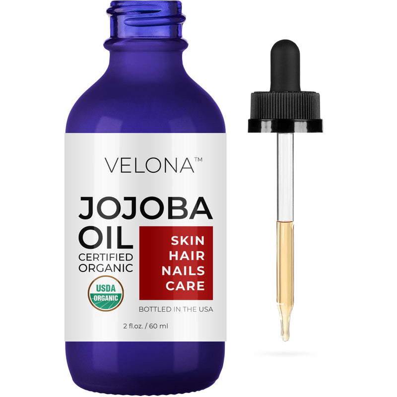 velona Jojoba Oil USDA Certified Organic - 2 oz | 100% Pure and Natural Carrier Oil| Golden, Unrefined, Cold Pressed, Hexane Free