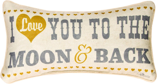 Manual Woodworkers & Weavers Word Throw Pillow, I Love You to The Moon and Back, 17 x 9