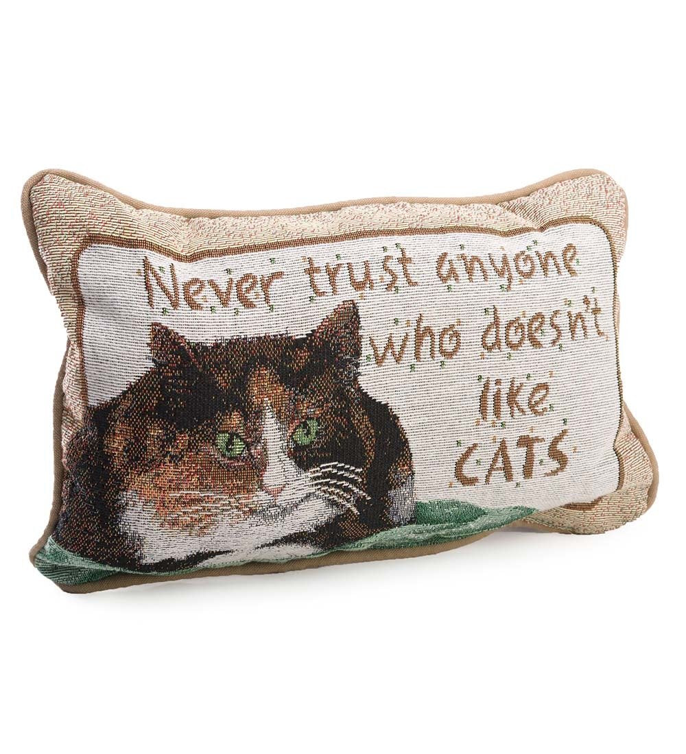 Manual Never Trust Cats 12.5 x 8.5-Inch Decorative Throw Pillow