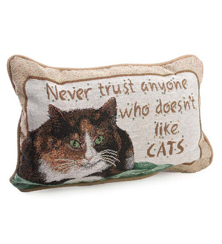 Manual Never Trust Cats 12.5 x 8.5-Inch Decorative Throw Pillow