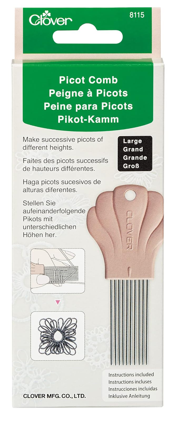 Clover Picot Comb, Taupe