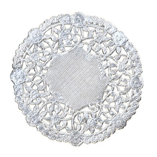 Hygloss Products 4 Inch Silver Foil Doilies - Round Doilies Made in the USA, 12 Pack