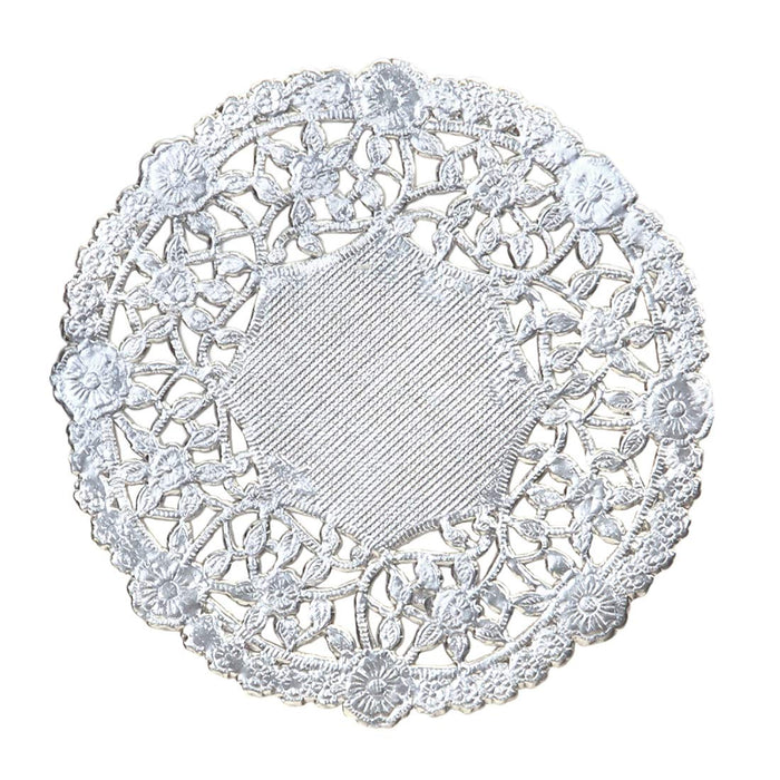 Hygloss Products 4 Inch Silver Foil Doilies - Round Doilies Made in the USA, 12 Pack